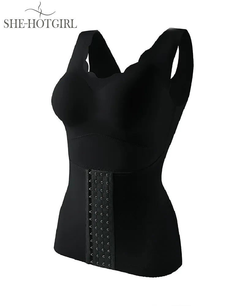 3-in-1 Seamless Tummy Control Corset Shapewear Top Cross Back Support Tank Top