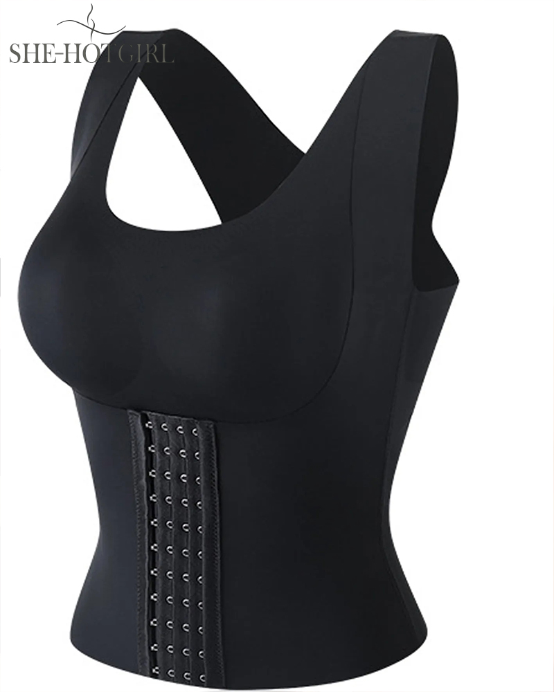 Comfort double compression corset with seamless tummy control and back support