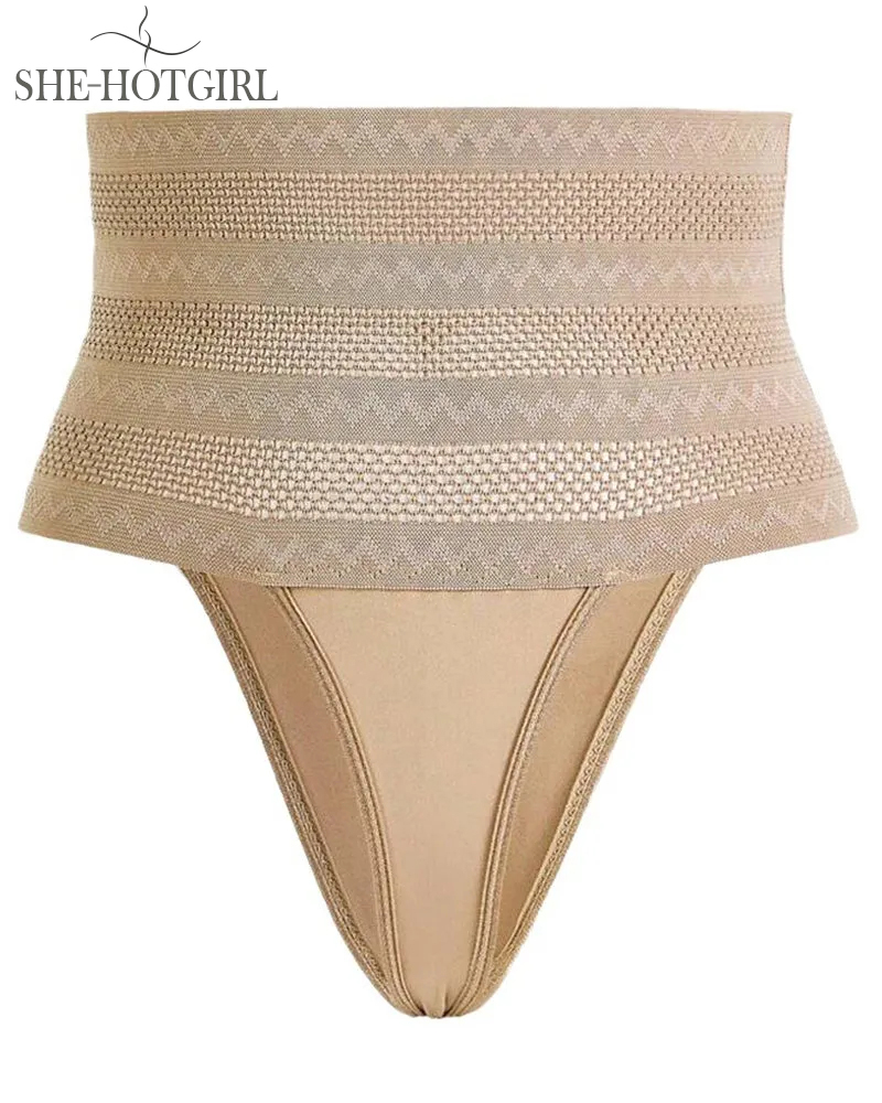Women's High Waist Shaping Thong Breathable Tummy Control Shapewear Underwear