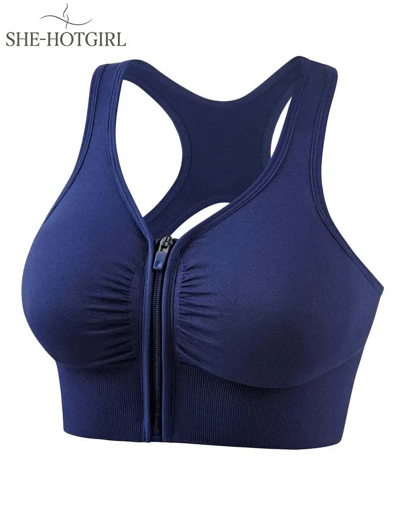 Women's Shockproof Hollow Back Front Zipper Push Up Bra