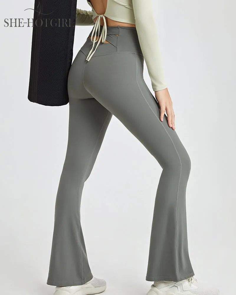 High-elastic slimming flared pants high waist butt lift yoga pants