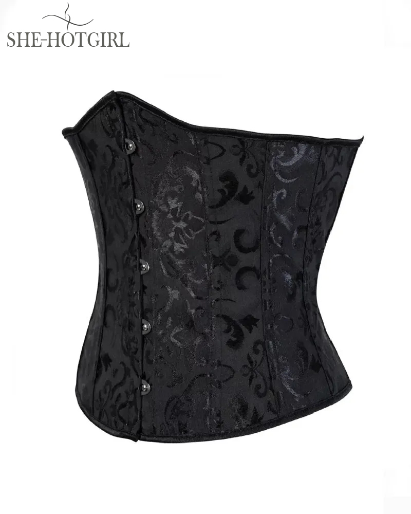 Vintage Lace Up Underbust Corset Tummy Control Lace Up Strapless Plus Size Bustier