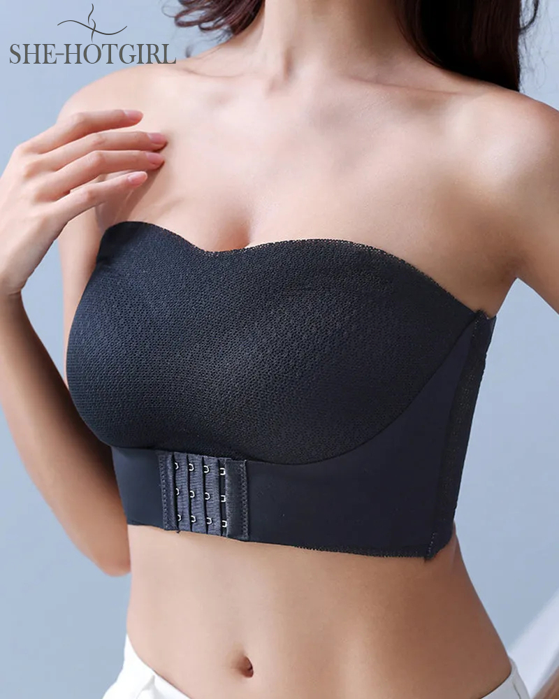 Strapless Backless Invisible Wireless Front Closure Push-up Bra