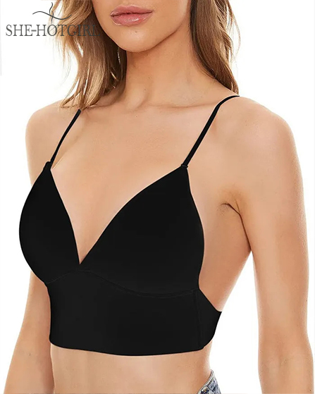Women's bra without underwire, backless, U-shaped, low back