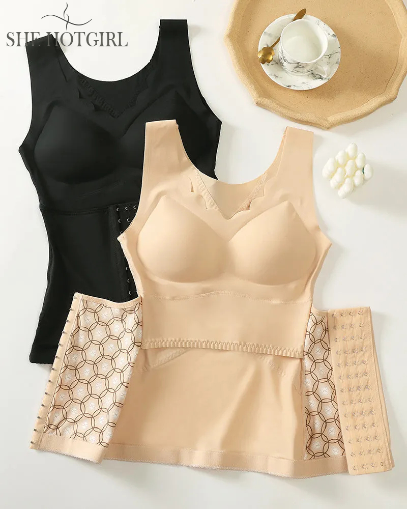 3-in-1 Seamless Tummy Control Corset Shapewear Top Cross Back Support Tank Top