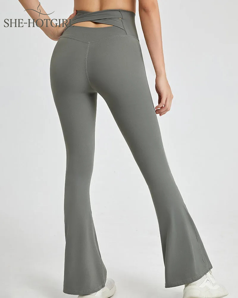 High-elastic slimming flared pants high waist butt lift yoga pants