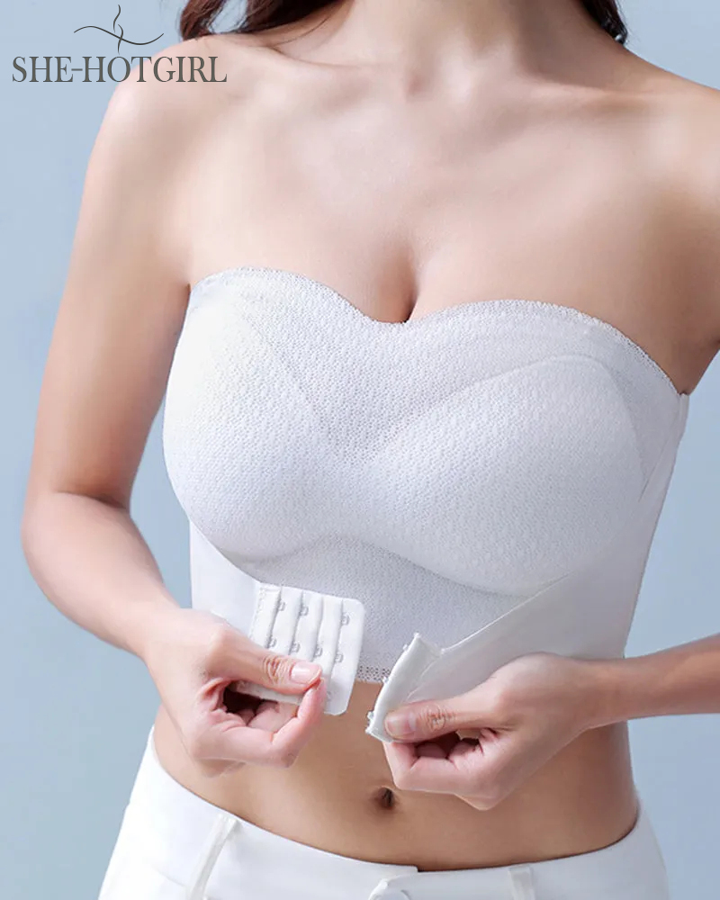 Strapless Backless Invisible Wireless Front Closure Push-up Bra
