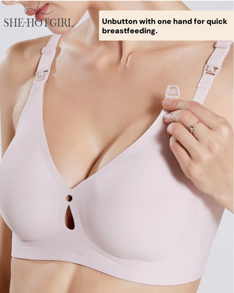 Thin seamless nursing bra with anti-sagging effect in plus size with front closure