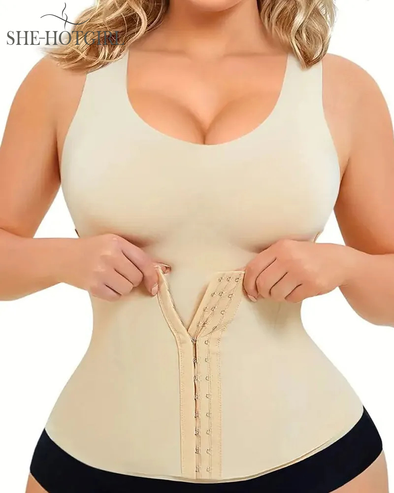 Comfort double compression corset with seamless tummy control and back support