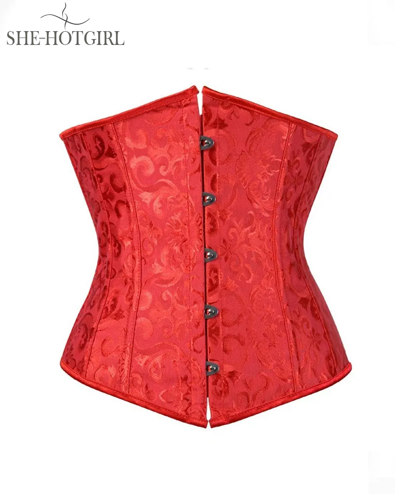 Vintage Lace Up Underbust Corset Tummy Control Lace Up Strapless Plus Size Bustier