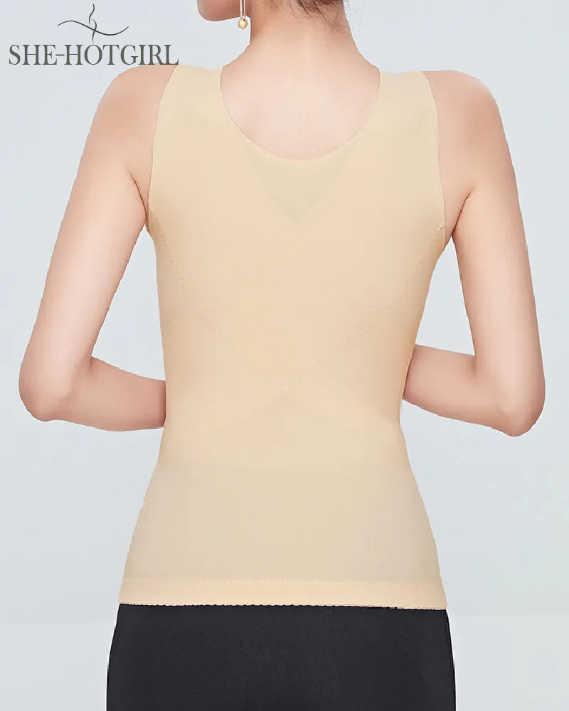 3-in-1 Seamless Tummy Control Corset Shapewear Top Cross Back Support Tank Top