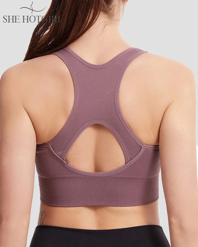 Women's Shockproof Hollow Back Front Zipper Push Up Bra