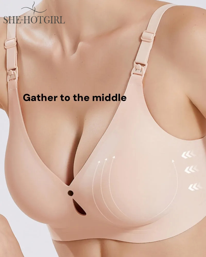 Thin seamless nursing bra with anti-sagging effect in plus size with front closure