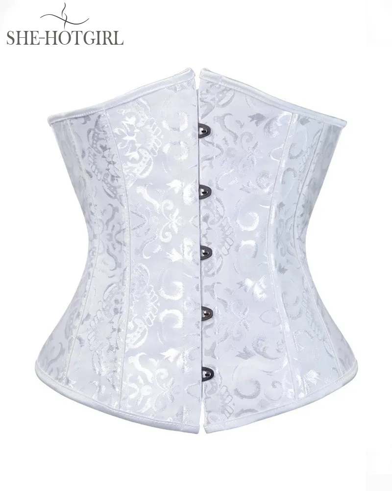 Vintage Lace Up Underbust Corset Tummy Control Lace Up Strapless Plus Size Bustier