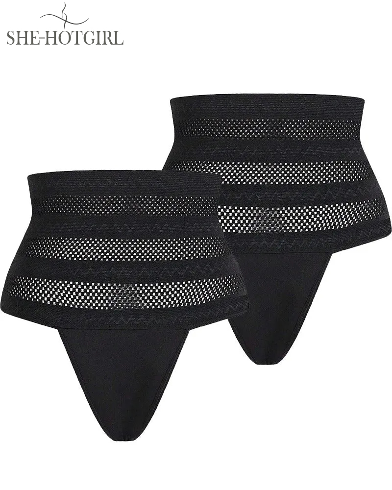 Women's High Waist Shaping Thong Breathable Tummy Control Shapewear Underwear