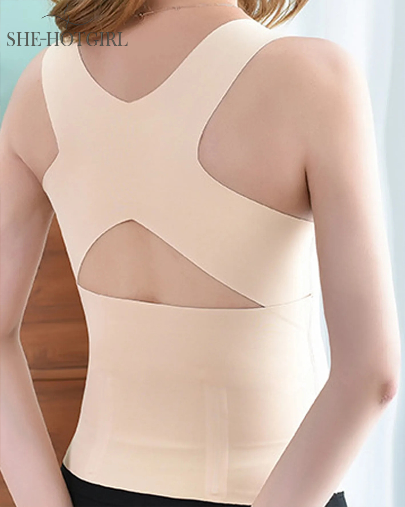 Comfort double compression corset with seamless tummy control and back support