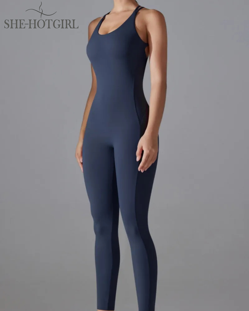 Hip-lifting quick-drying tight cross body fitness overalls