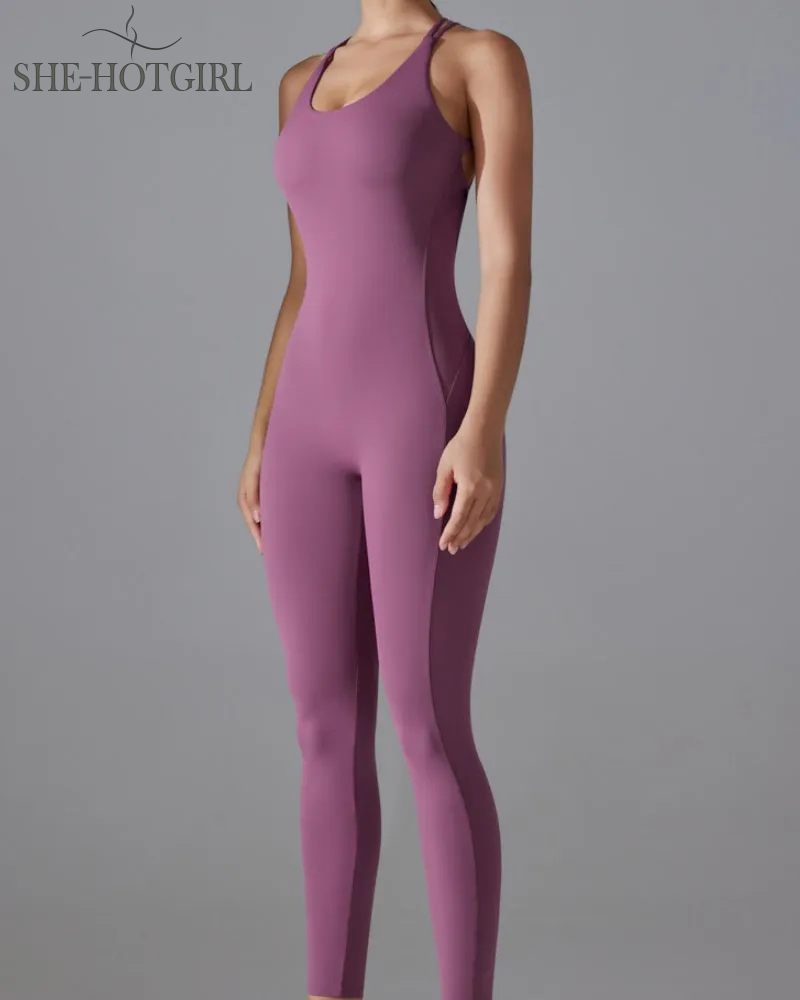 Hip-lifting quick-drying tight cross body fitness overalls