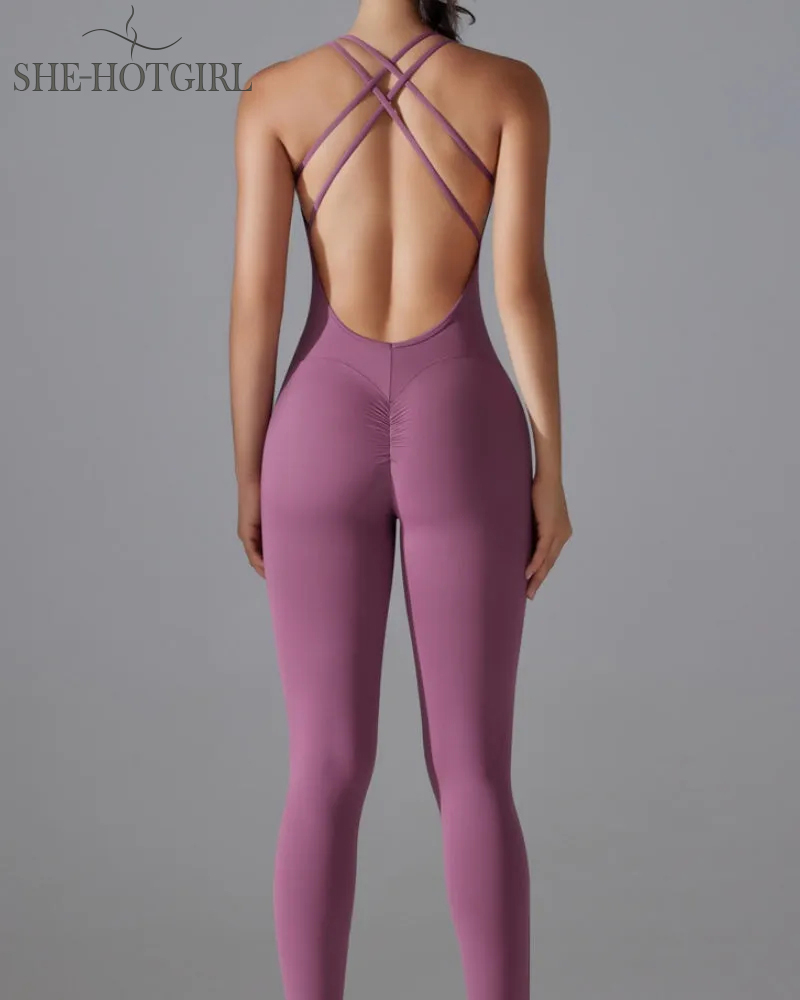 Hip-lifting quick-drying tight cross body fitness overalls