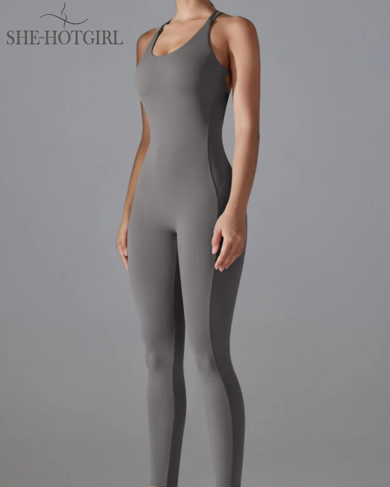 Hip-lifting quick-drying tight cross body fitness overalls