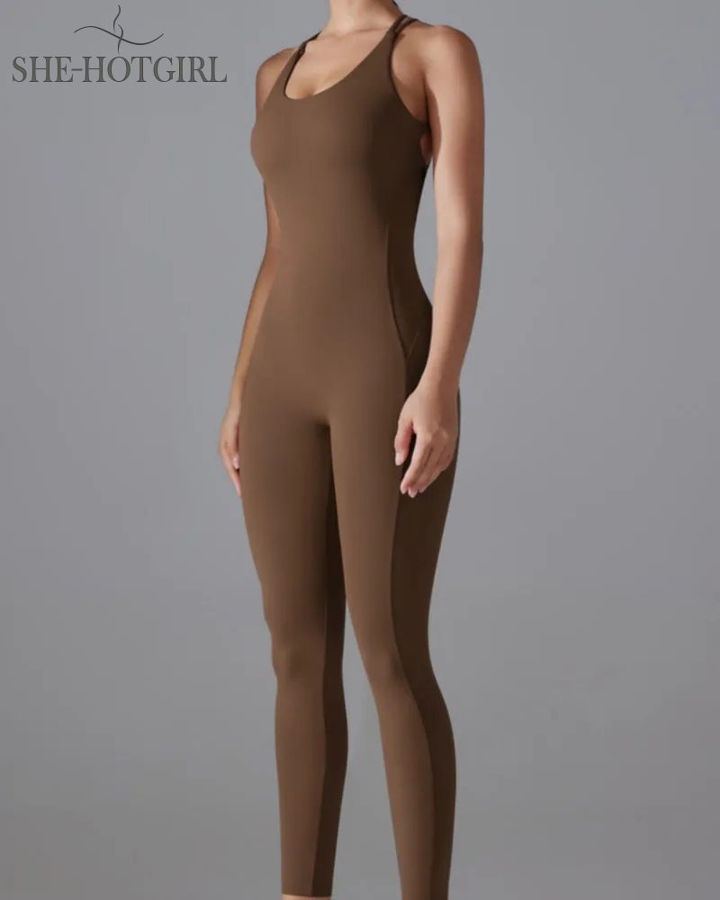 Hip-lifting quick-drying tight cross body fitness overalls