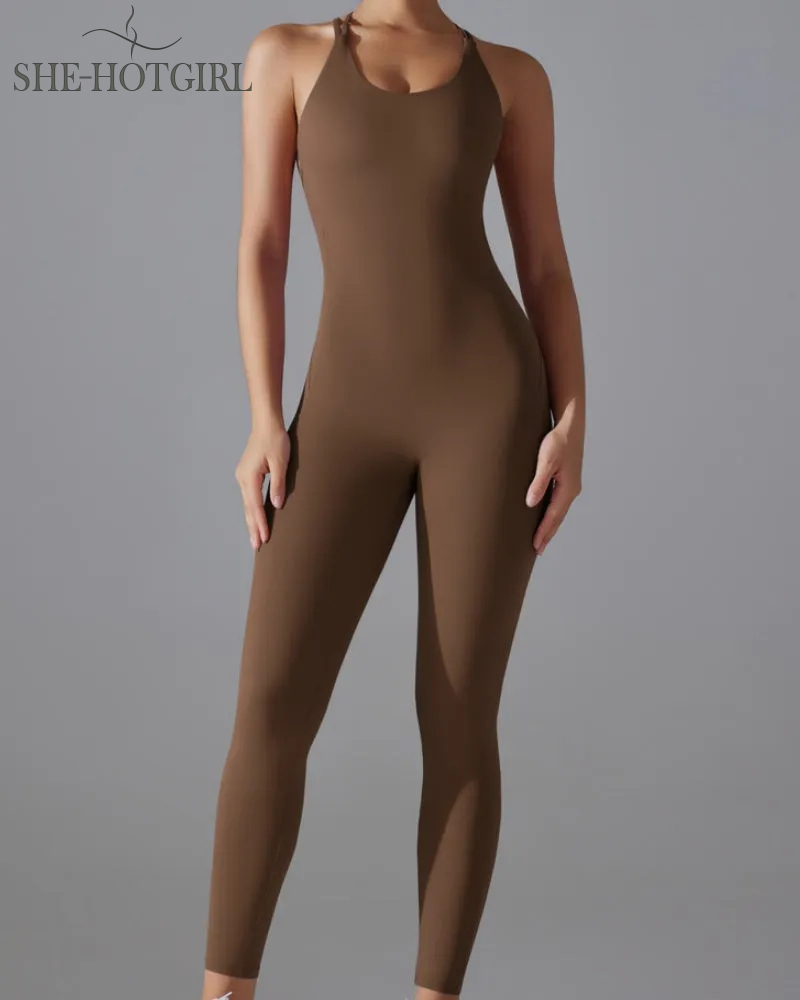 Hip-lifting quick-drying tight cross body fitness overalls