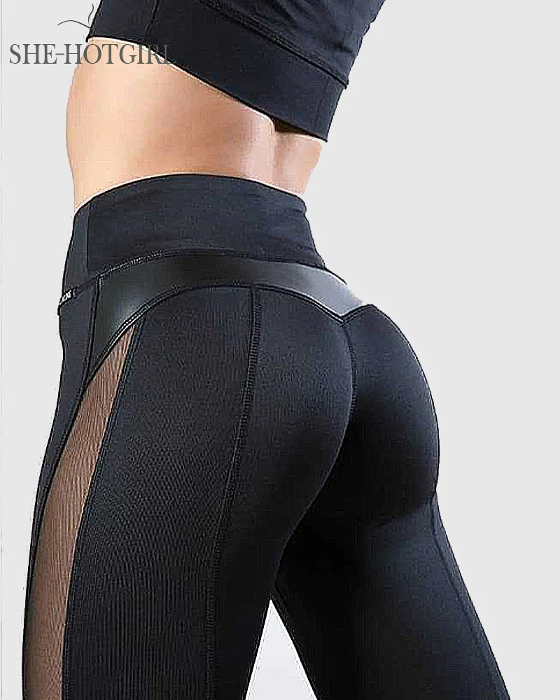 Hip-lifting sports yoga leggings with mesh seams