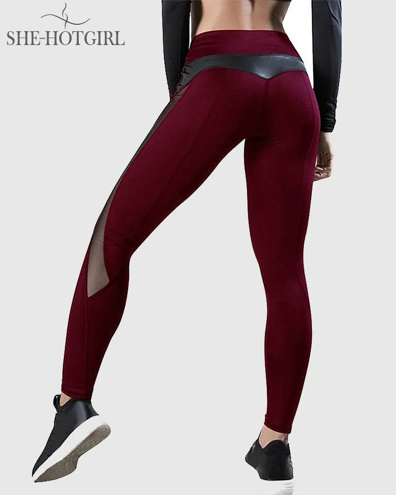 Hip-lifting sports yoga leggings with mesh seams