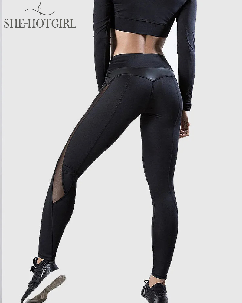 Hip-lifting sports yoga leggings with mesh seams