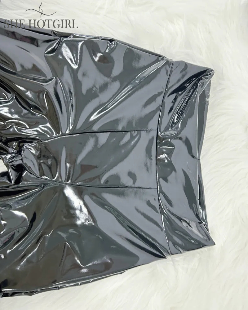 PU Leather Mirror New Slim Tight Leather Pants for Women Fashionable and Versatile