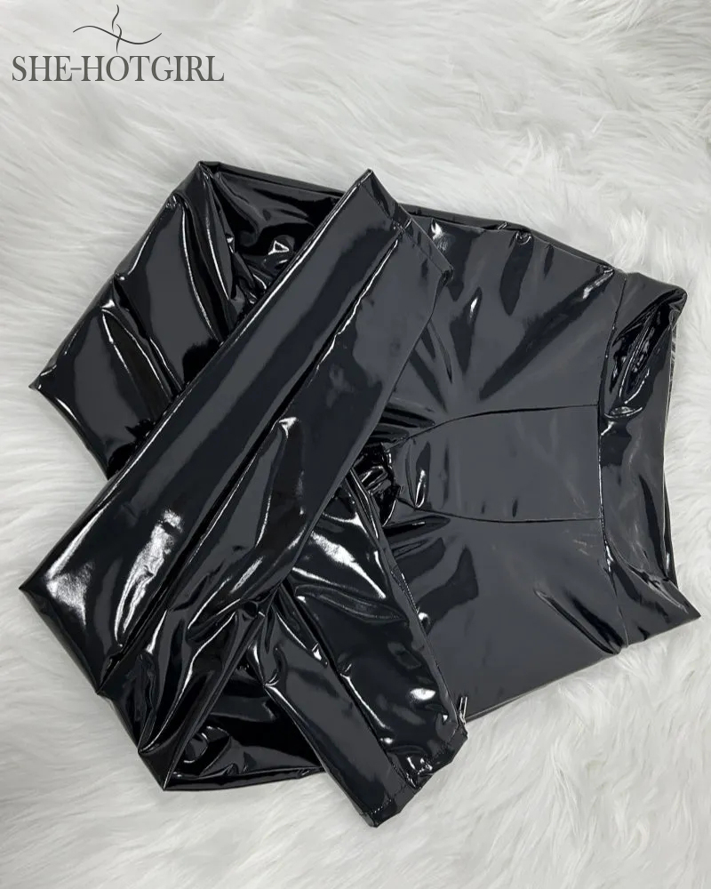 PU Leather Mirror New Slim Tight Leather Pants for Women Fashionable and Versatile