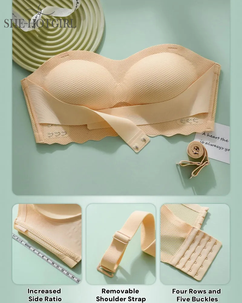 Seamless Breathable Bandeau Bra Plus Size Strapless Non-Slip Bra