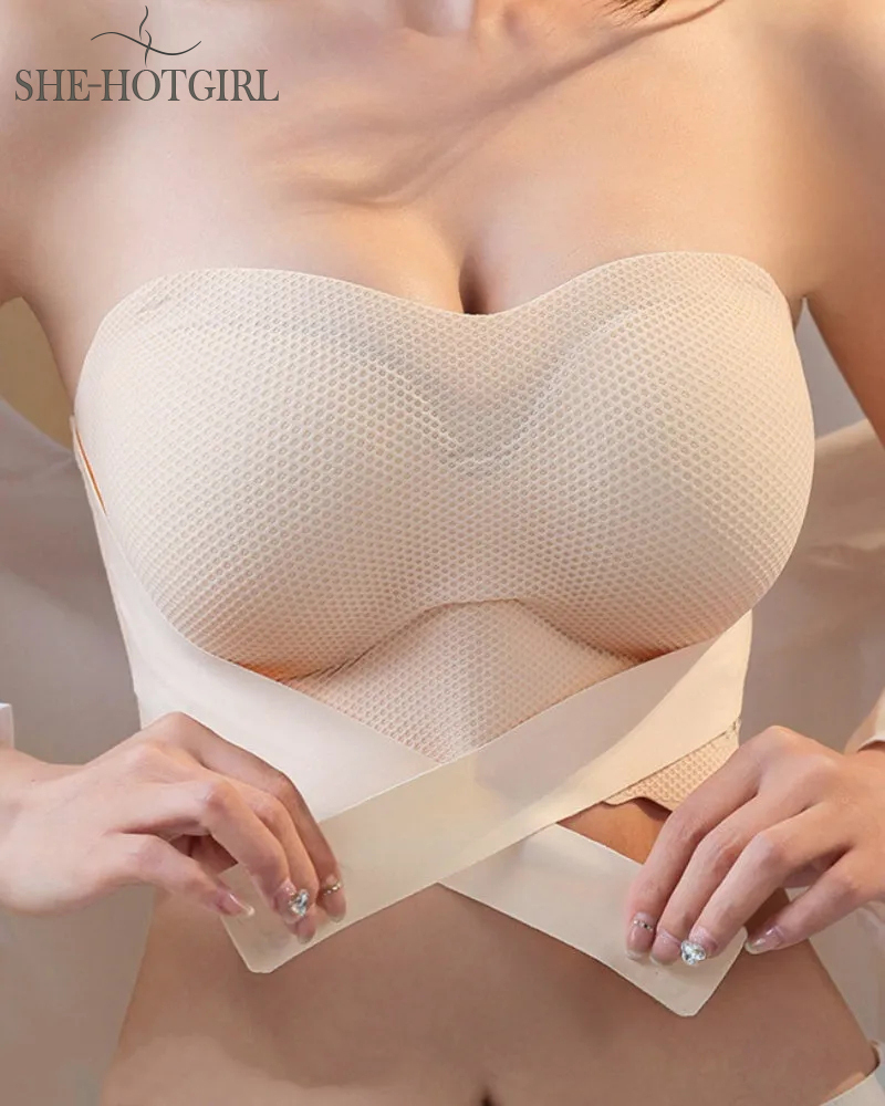 Seamless Breathable Bandeau Bra Plus Size Strapless Non-Slip Bra