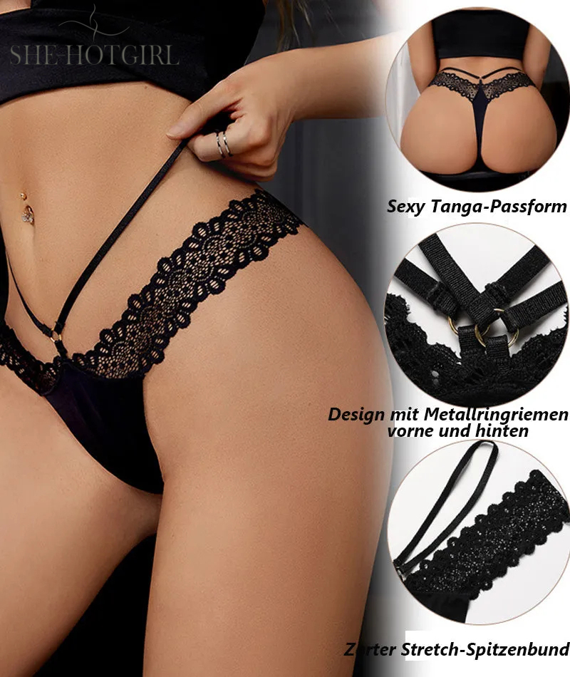 Seamless French Lace Thongs Spaghetti Straps Splicing Sexy Underwear