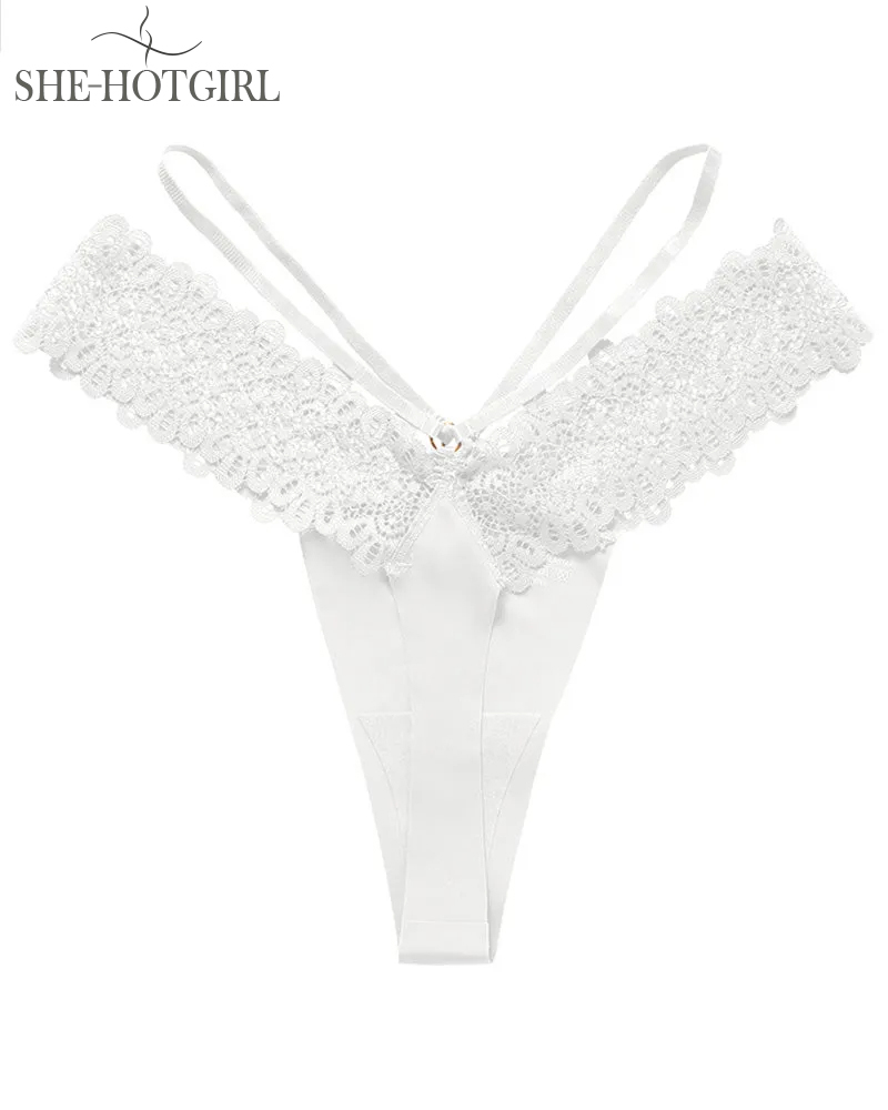 Seamless French Lace Thongs Spaghetti Straps Splicing Sexy Underwear