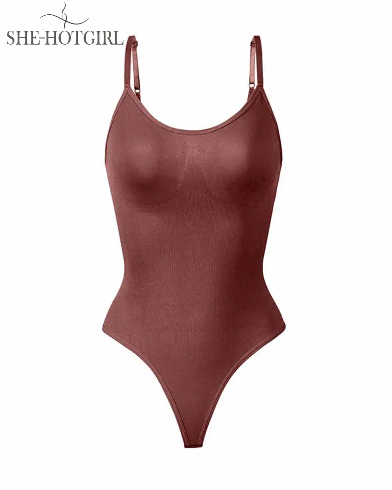 Seamless Tummy Control Round Neck Thong Tank Top Body Shaper Bodysuits