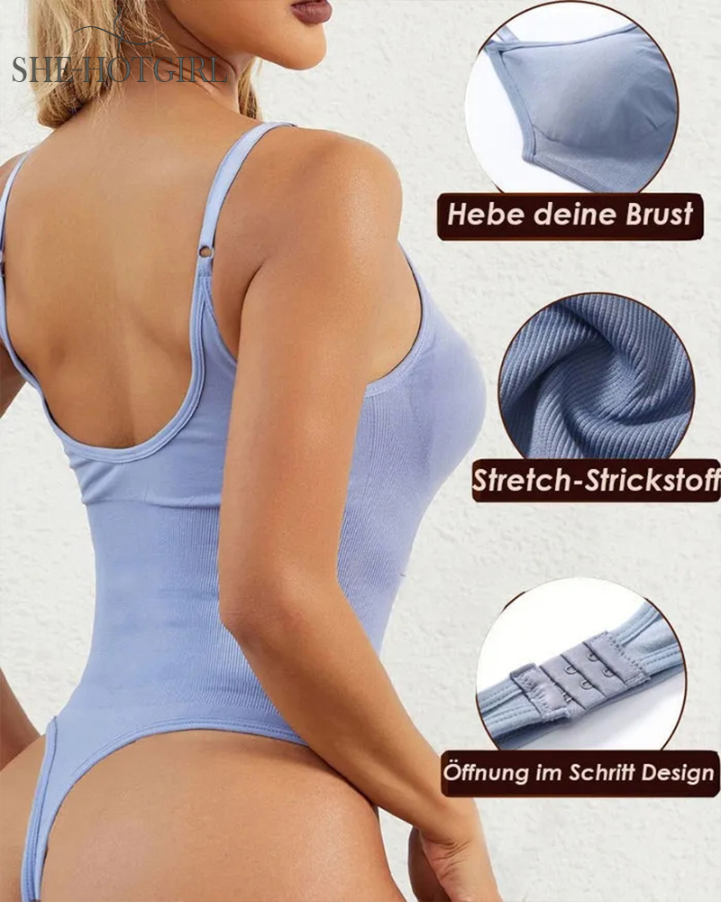 Seamless Tummy Control Round Neck Thong Tank Top Body Shaper Bodysuits