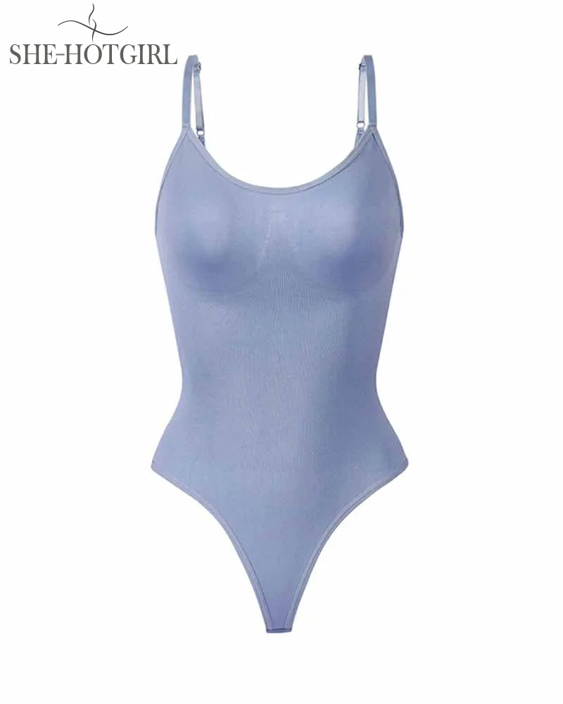 Seamless Tummy Control Round Neck Thong Tank Top Body Shaper Bodysuits