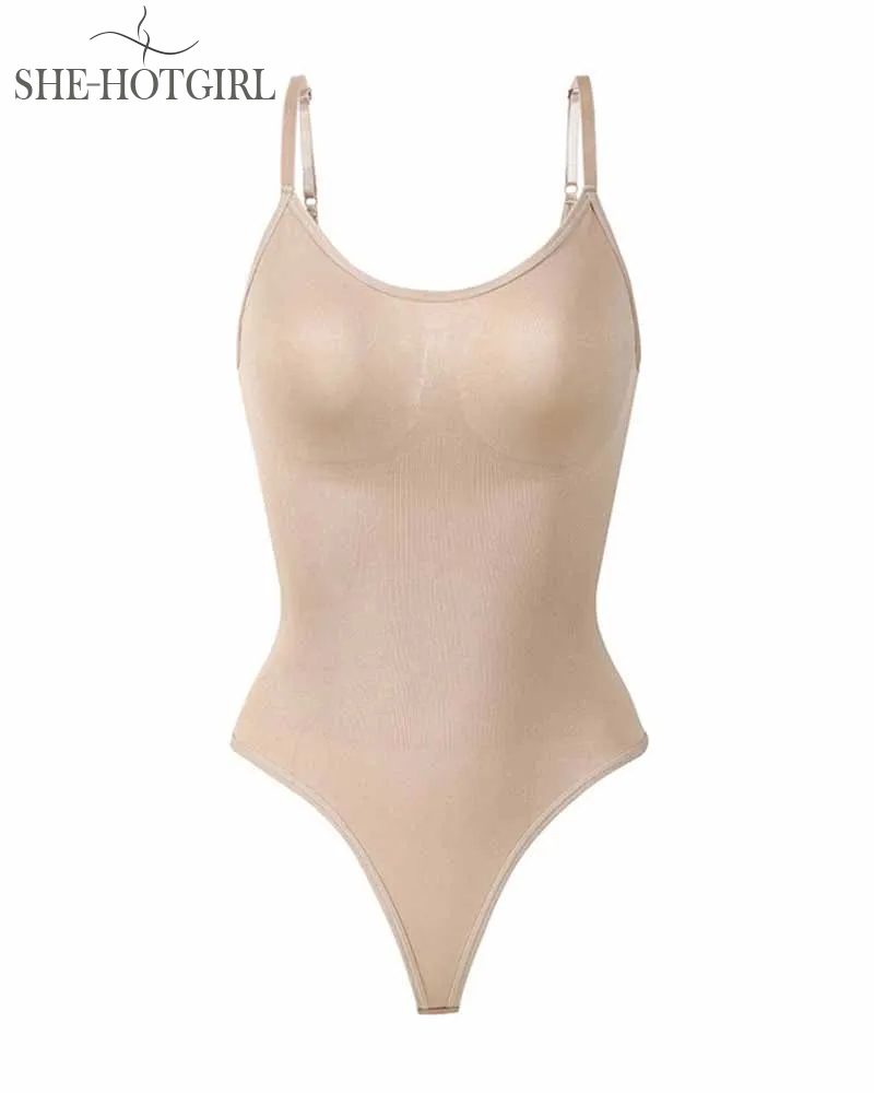 Seamless Tummy Control Round Neck Thong Tank Top Body Shaper Bodysuits