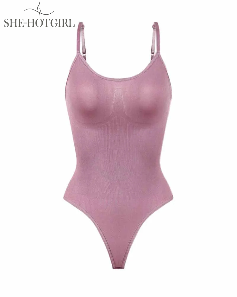 Seamless Tummy Control Round Neck Thong Tank Top Body Shaper Bodysuits