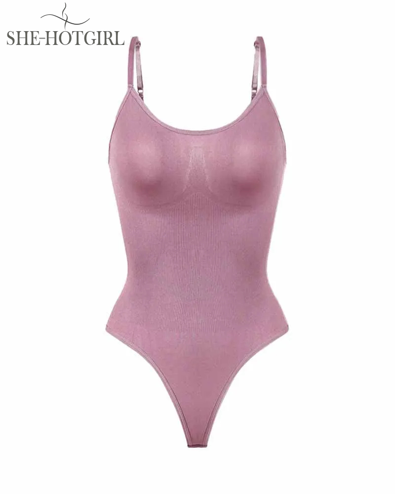 Seamless Tummy Control Round Neck Thong Tank Top Body Shaper Bodysuits