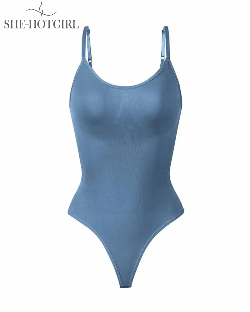Seamless Tummy Control Round Neck Thong Tank Top Body Shaper Bodysuits