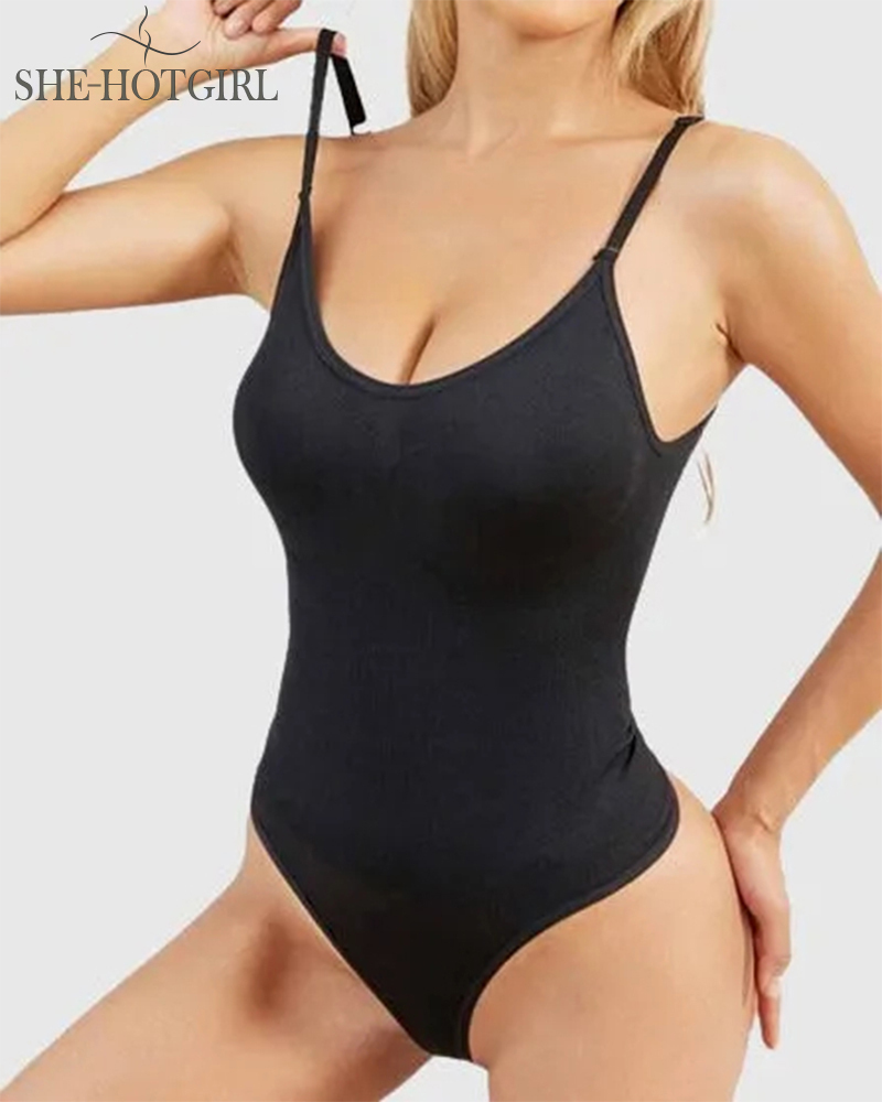 Seamless Tummy Control Round Neck Thong Tank Top Body Shaper Bodysuits