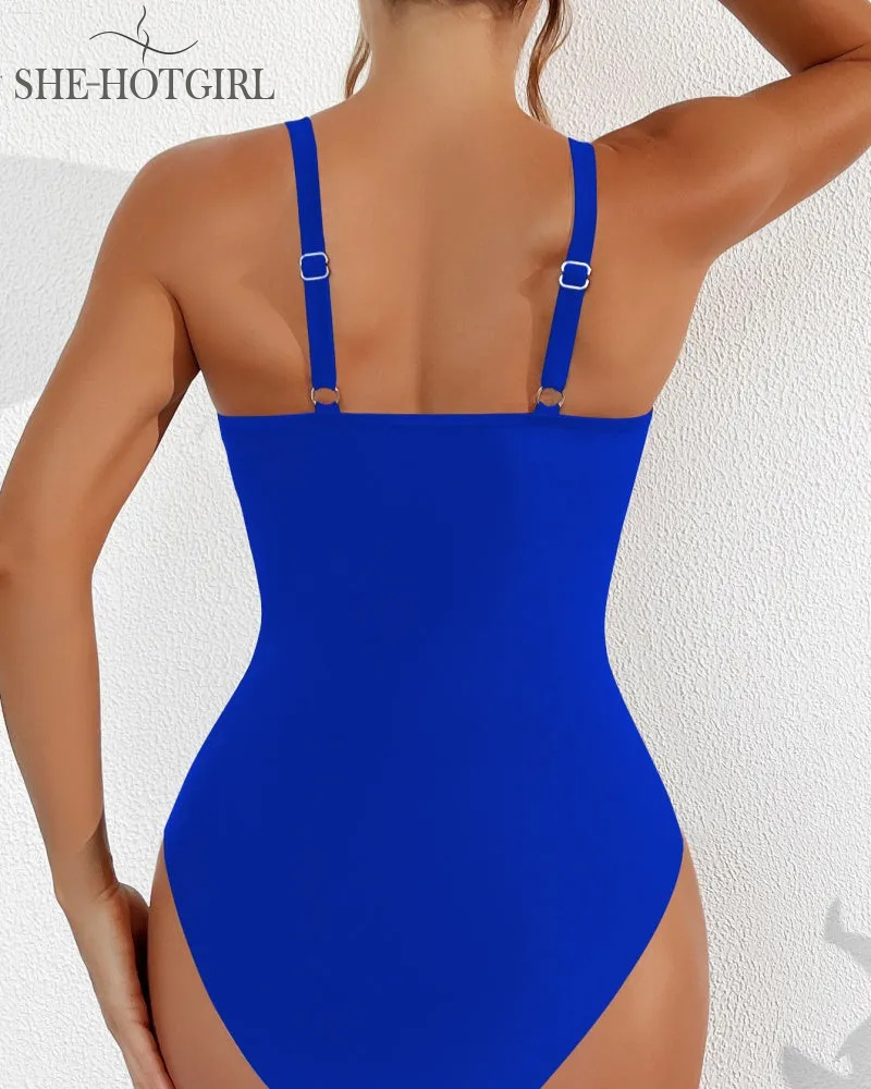 Sexy Backless One-Piece Shapewear Swimsuit Made of Mesh with Deep V Neck