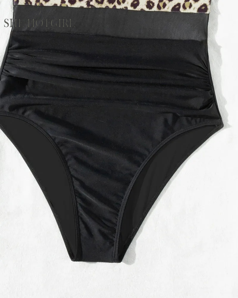 Sexy Backless One-Piece Shapewear Swimsuit Made of Mesh with Deep V Neck