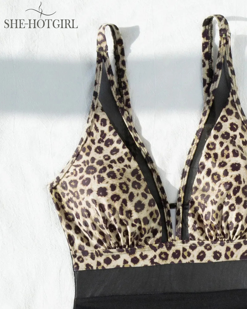 Sexy Backless One-Piece Shapewear Swimsuit Made of Mesh with Deep V Neck