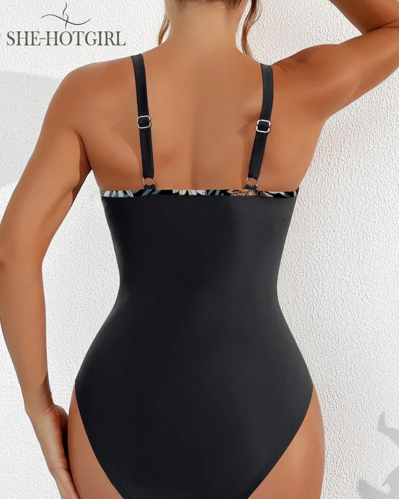 Sexy Backless One-Piece Shapewear Swimsuit Made of Mesh with Deep V Neck