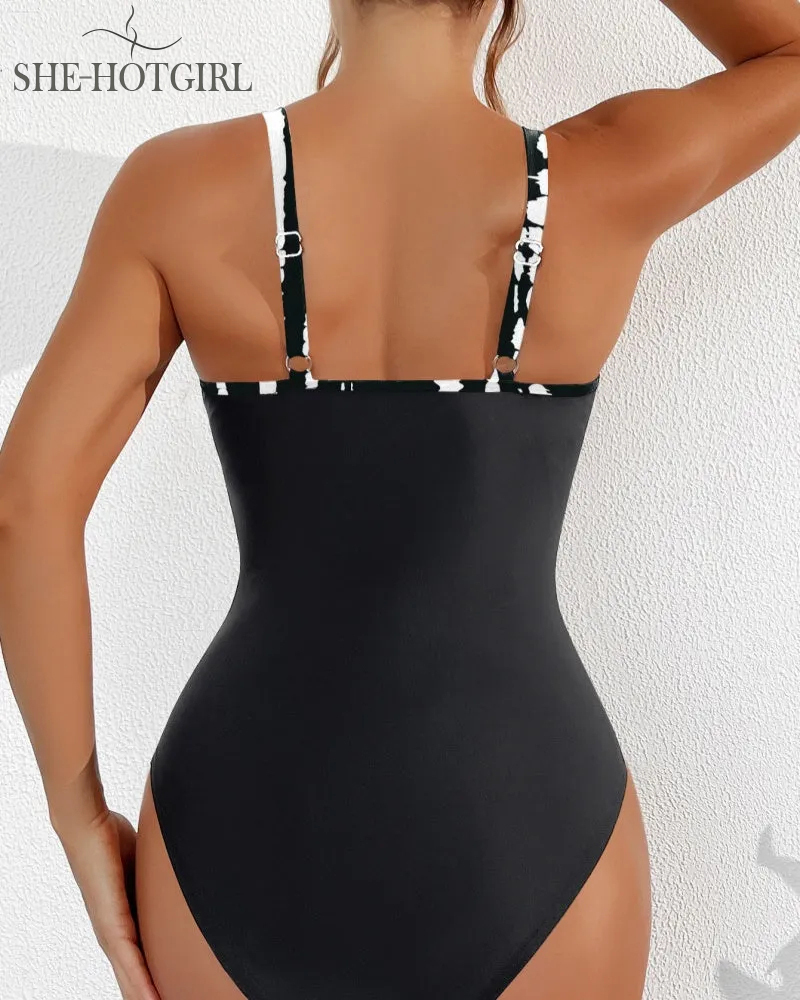 Sexy Backless One-Piece Shapewear Swimsuit Made of Mesh with Deep V Neck