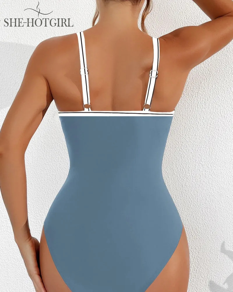 Sexy Backless One-Piece Shapewear Swimsuit Made of Mesh with Deep V Neck