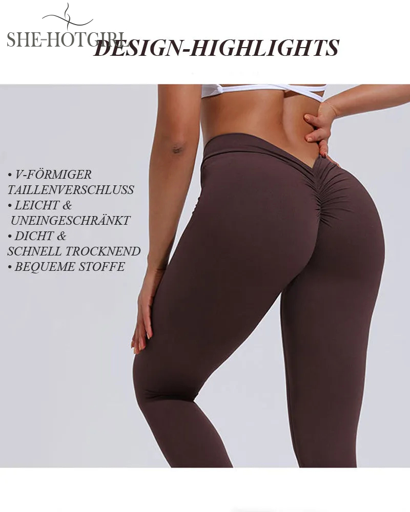V-Back Scrunch Butt Lift Leggings High Waist Tummy Control Gym Yoga Pants